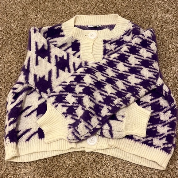 Fashion Nova Sweaters - Fashion nova purple and white cardigan size M
